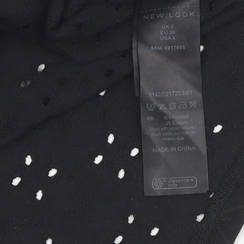 New Look Women's Black Blouse, Size 8, Flutter Sleeve