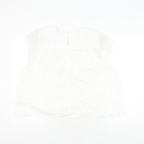 Marks and Spencer Women's White Floral Blouse, Size 18