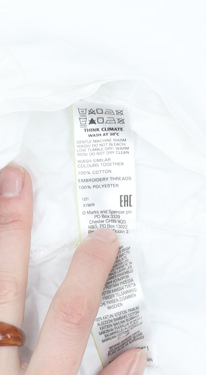 Marks and Spencer Women's White Floral Blouse, Size 18