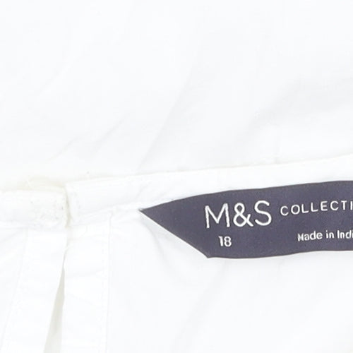 Marks and Spencer Women's White Floral Blouse, Size 18