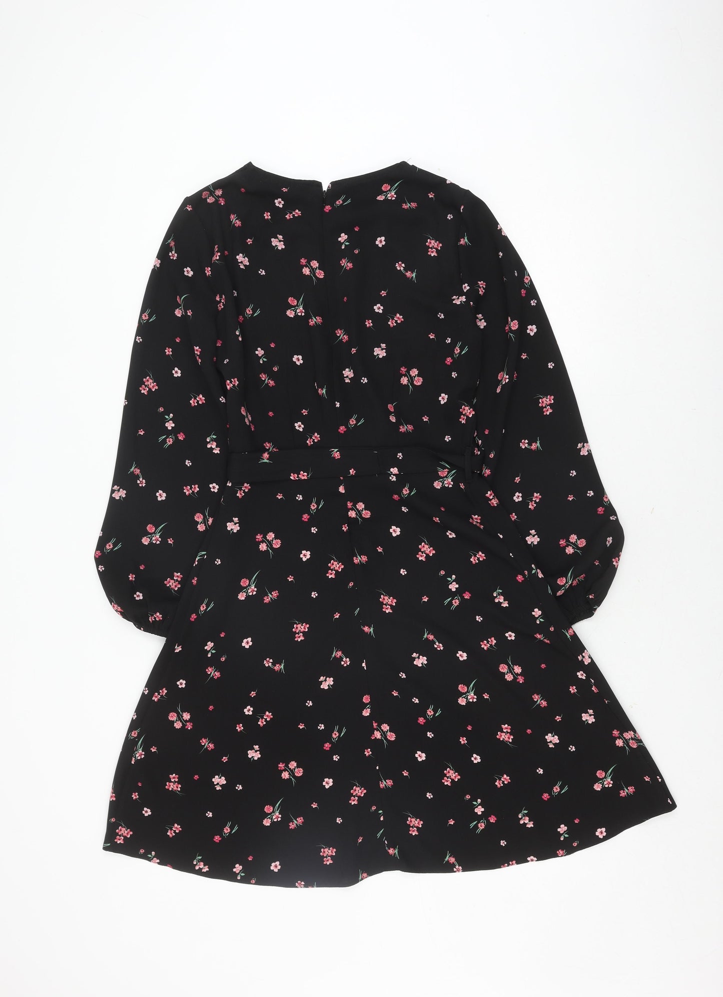 Dorothy Perkins Women's Black Floral A-Line Dress Size 10