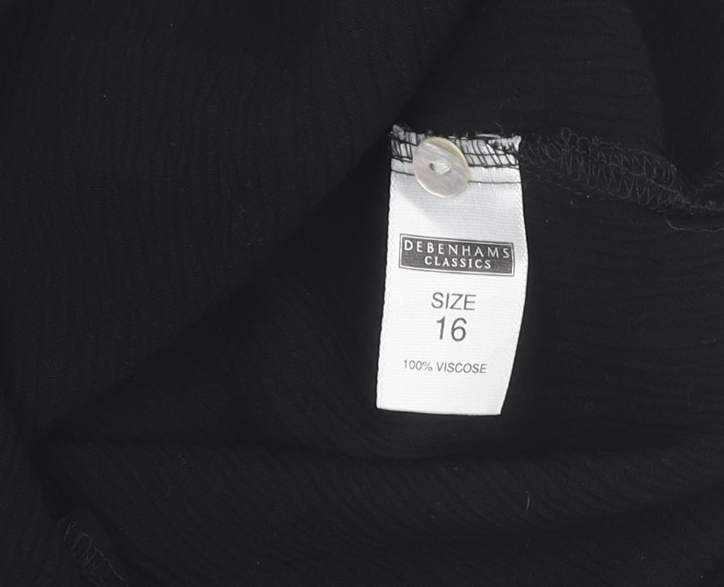 Debenhams Women's Black Button-Up Blouse Size 16