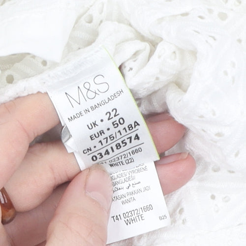 Marks and Spencer Women's White Blouse, Size 22