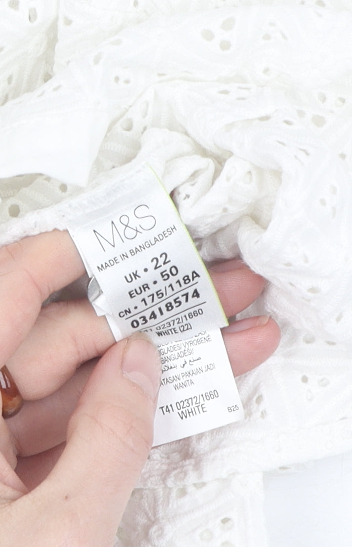 Marks and Spencer Women's White Blouse, Size 22