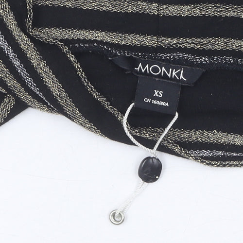 Monki Women's Black Striped Mock Neck Top XS