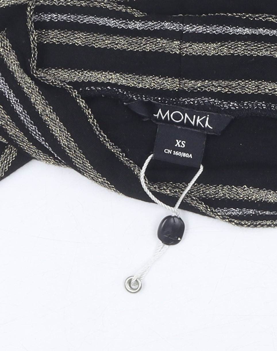 Monki Women's Black Striped Mock Neck Top XS
