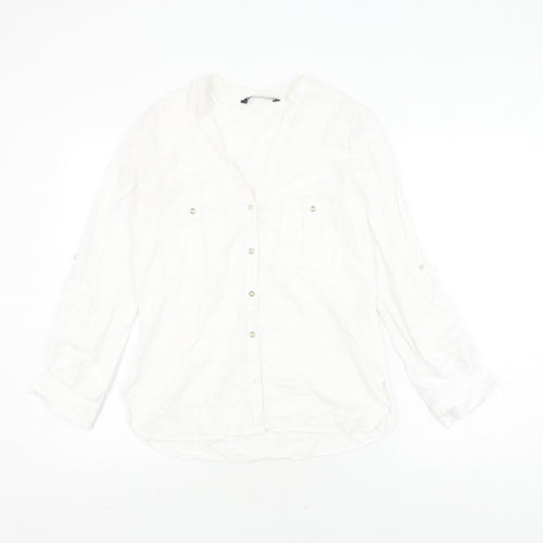 Zara Women's White Button-Up Shirt XS