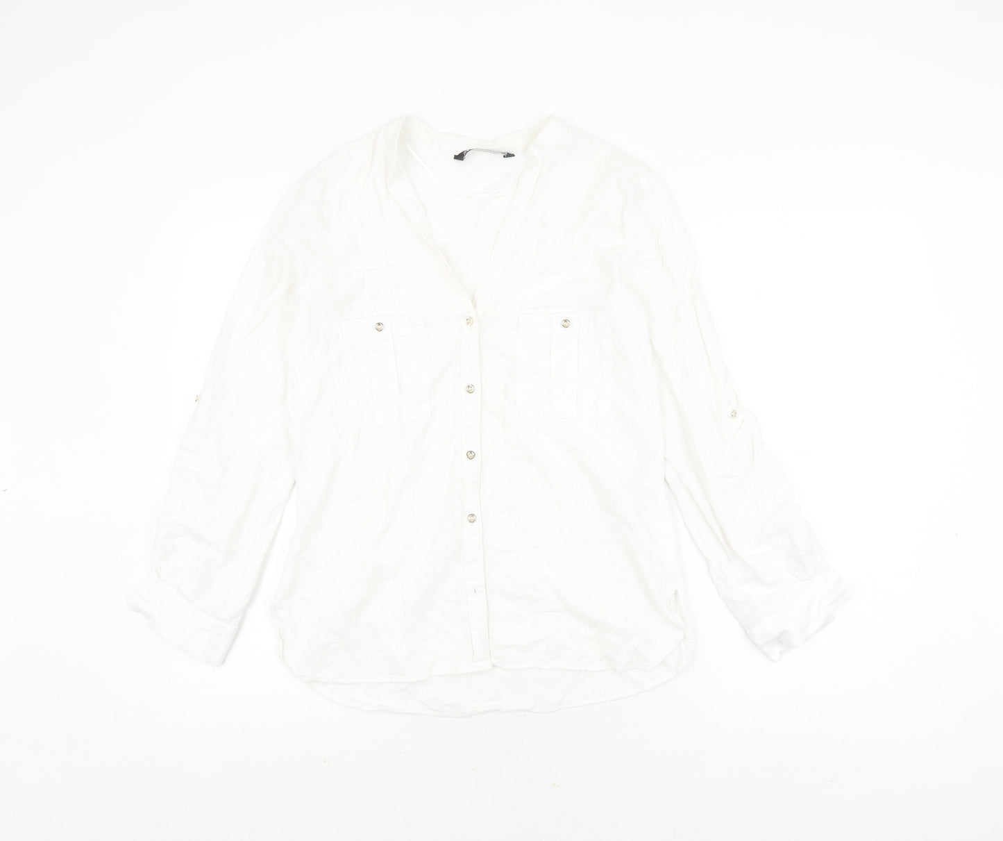 Zara Women's White Button-Up Shirt XS