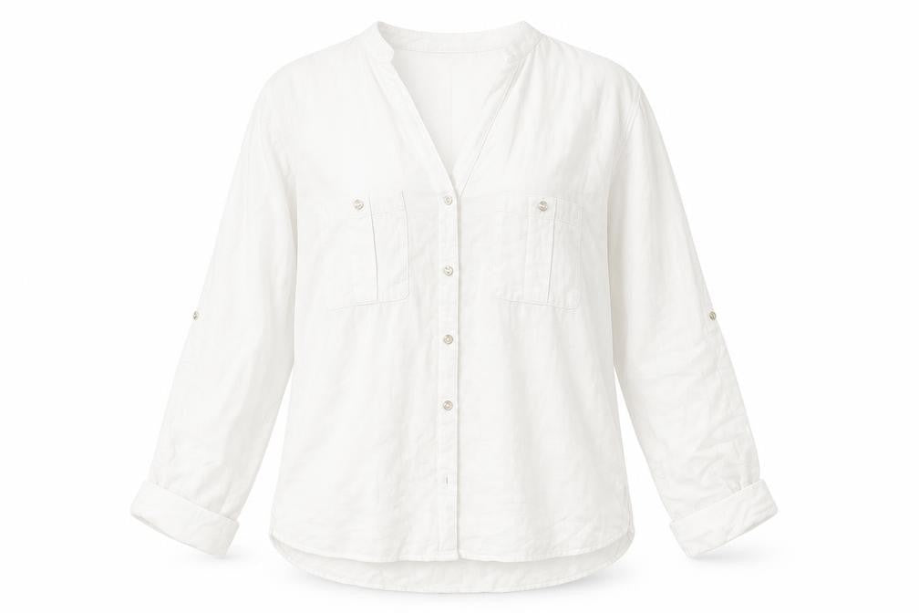 Front view of Zara Women's White Button-Up Shirt XS