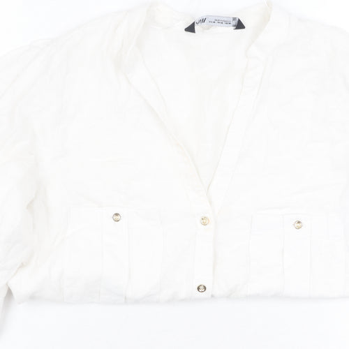 Zara Women's White Button-Up Shirt XS