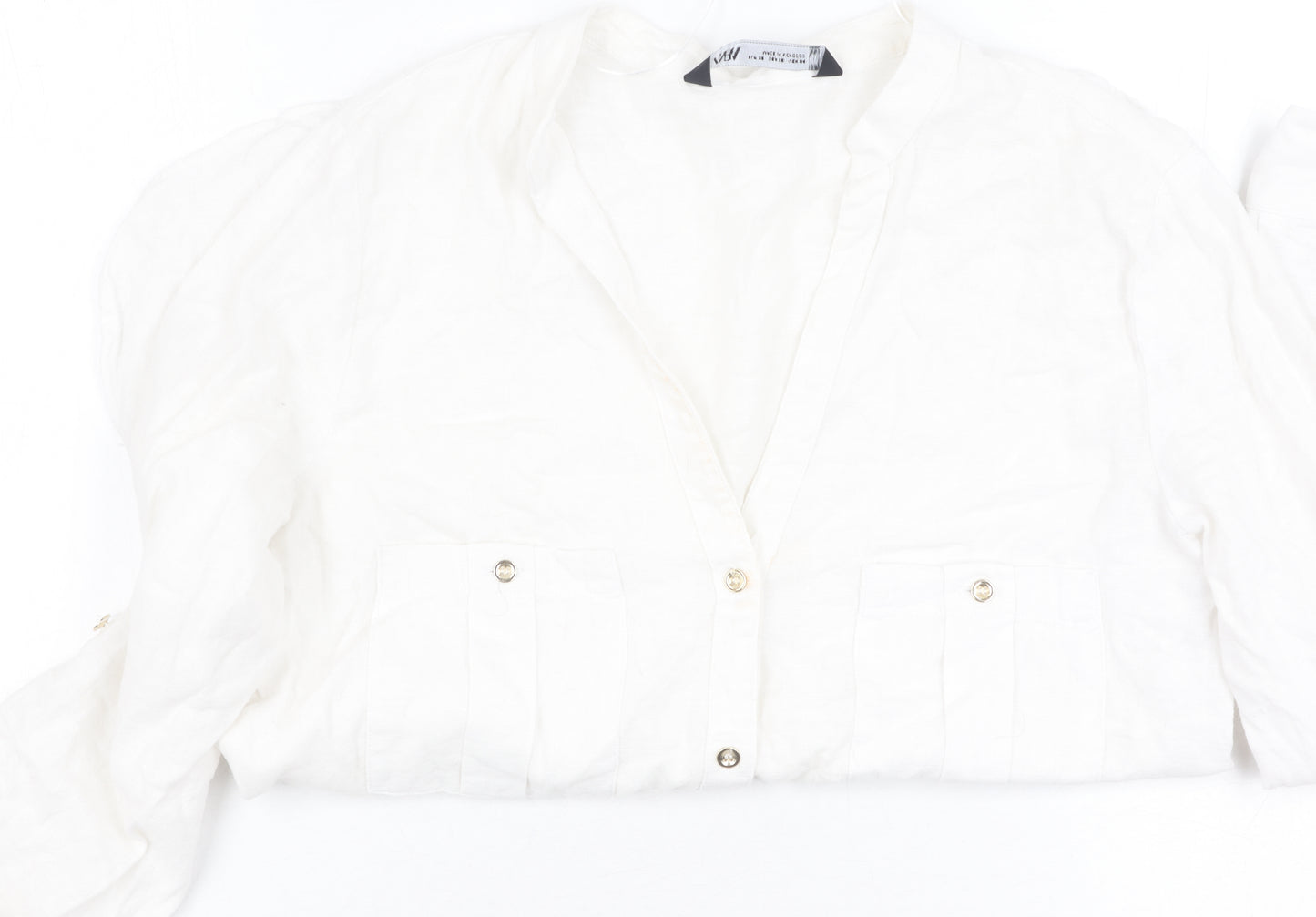 Zara Women's White Button-Up Shirt XS
