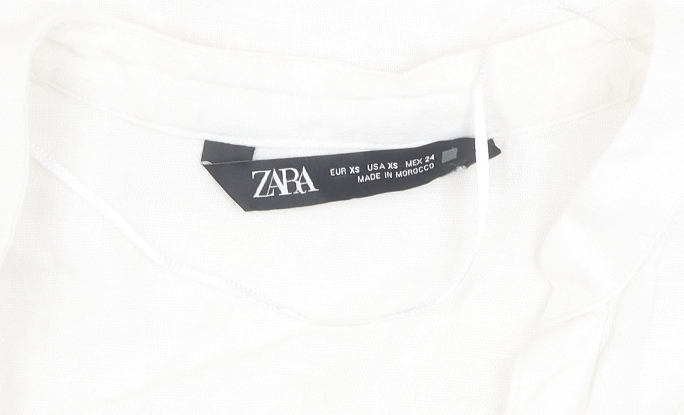 Zara Women's White Button-Up Shirt XS