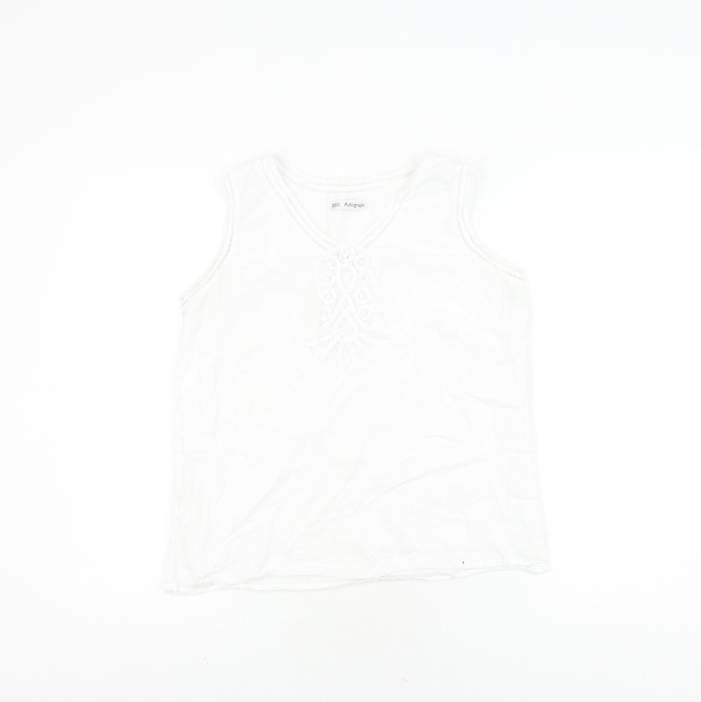 Marks and Spencer Women's White Tank Top - Size 16