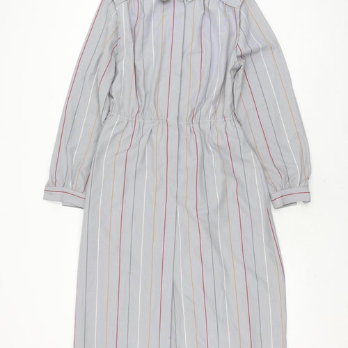Basler Women's Vintage Grey Striped Polyester Shirt Dress Size 10
