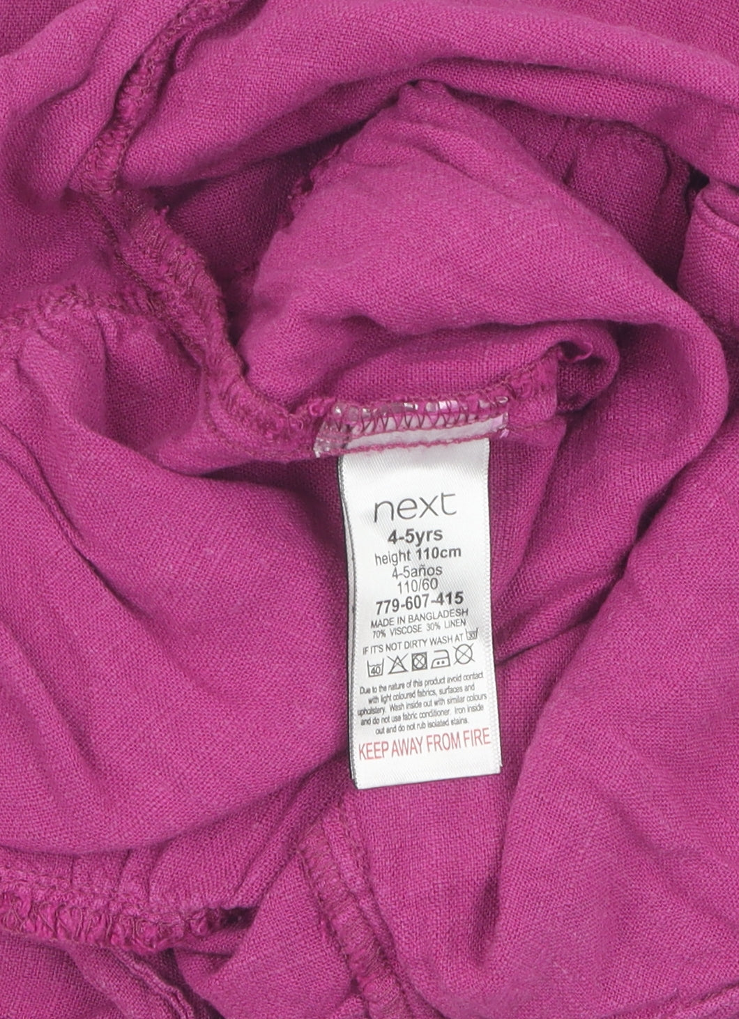 Next Girls Pink Jumpsuit 4-5 Years, Adjustable Straps