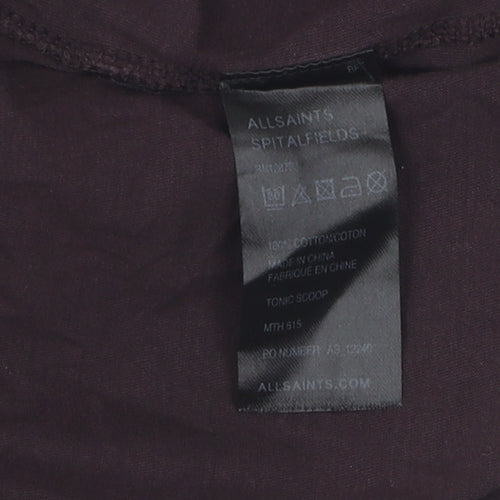 AllSaints Men's Brown V-Neck T-Shirt, Size L, Cotton
