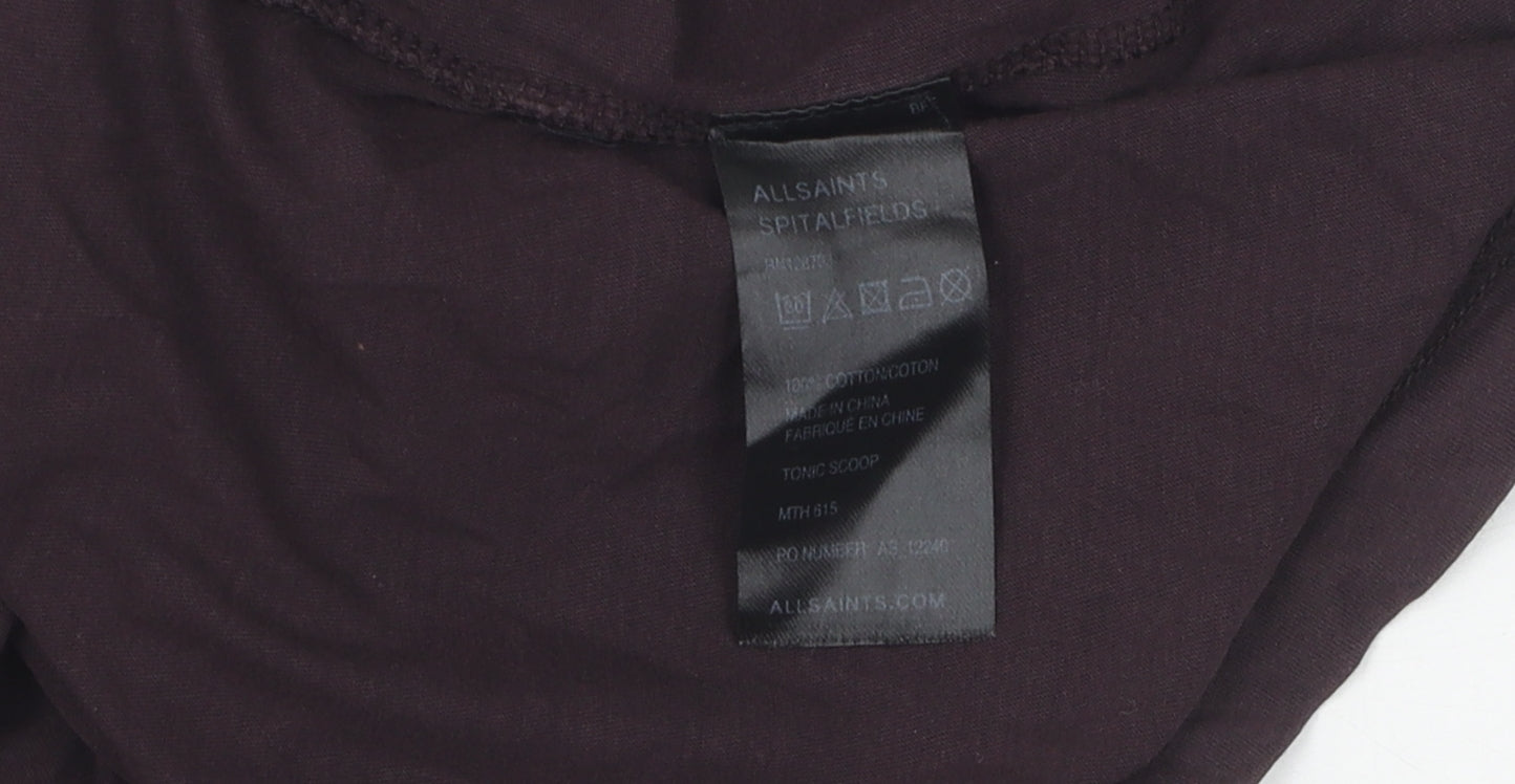 AllSaints Men's Brown V-Neck T-Shirt, Size L, Cotton