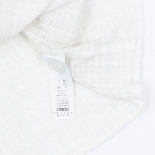 ASOS DESIGN Women's White Cotton Blouse UK 18