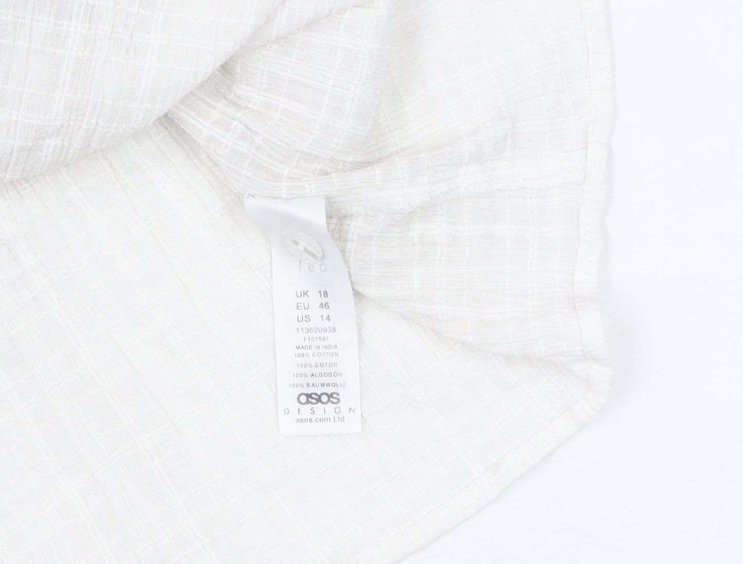 ASOS DESIGN Women's White Cotton Blouse UK 18