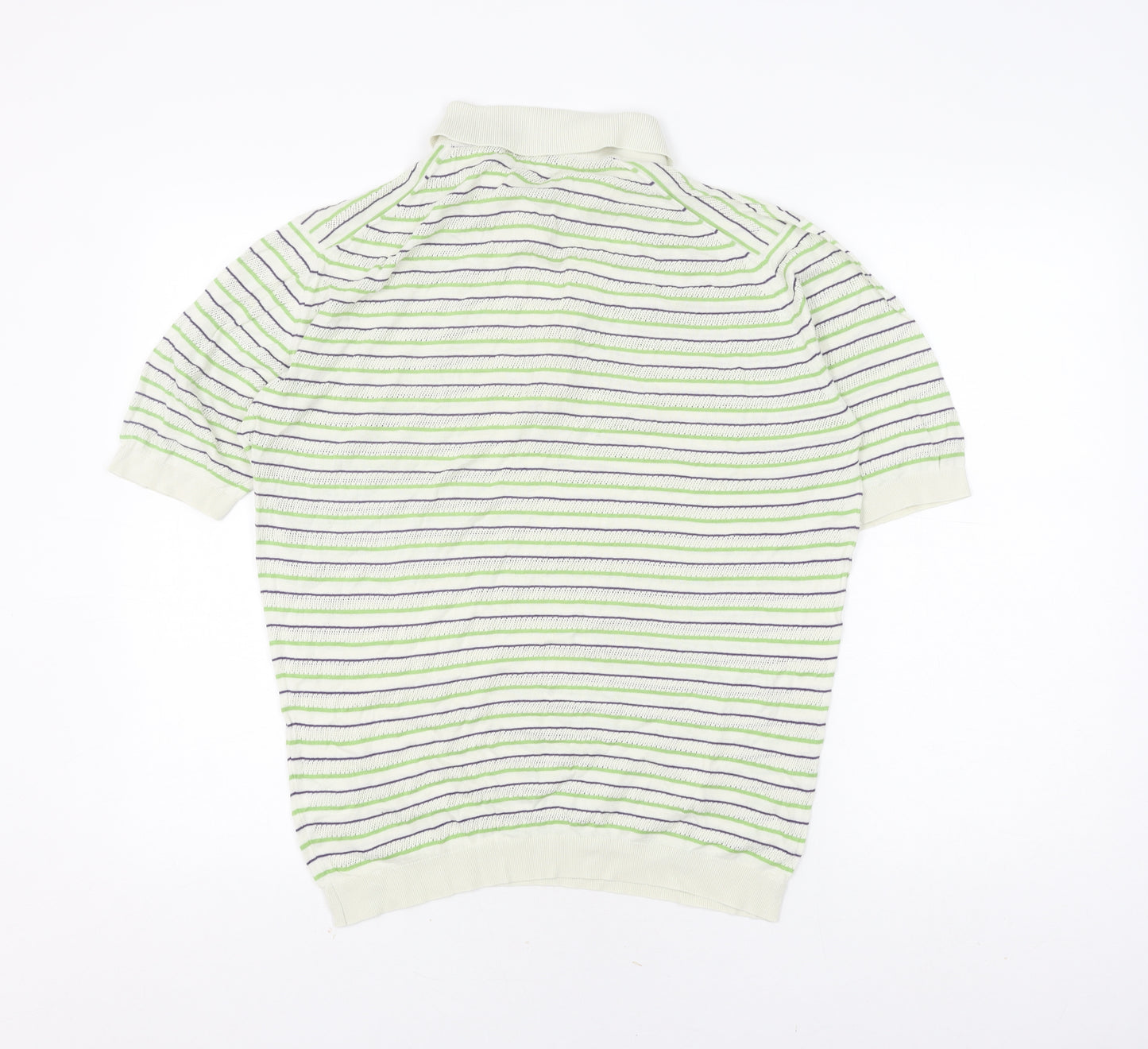 John Smedley White Striped Men’s L Polo Shirt
