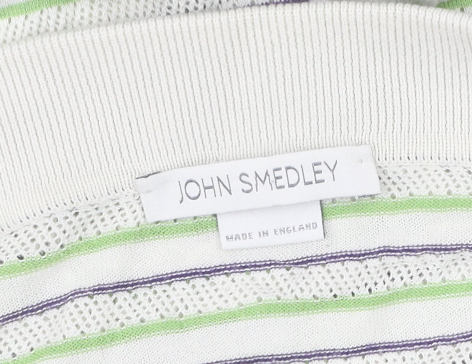 John Smedley White Striped Men’s L Polo Shirt