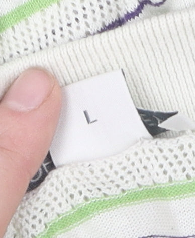 John Smedley White Striped Men’s L Polo Shirt