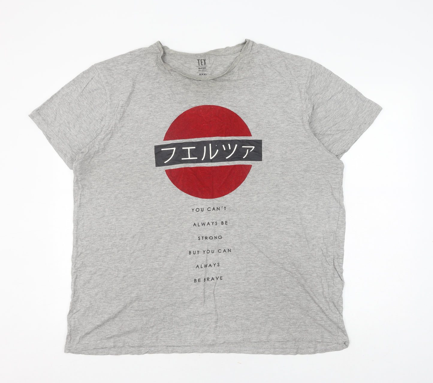 TEX Men's Grey Graphic Print T-Shirt 3XL