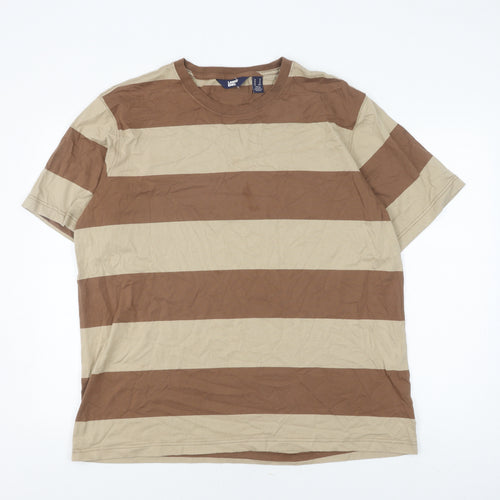 Lands' End Men's Beige Brown Striped XL T-Shirt