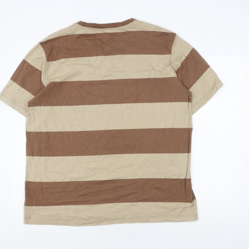Lands' End Men's Beige Brown Striped XL T-Shirt