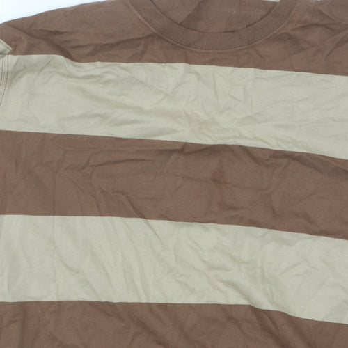 Lands' End Men's Beige Brown Striped XL T-Shirt