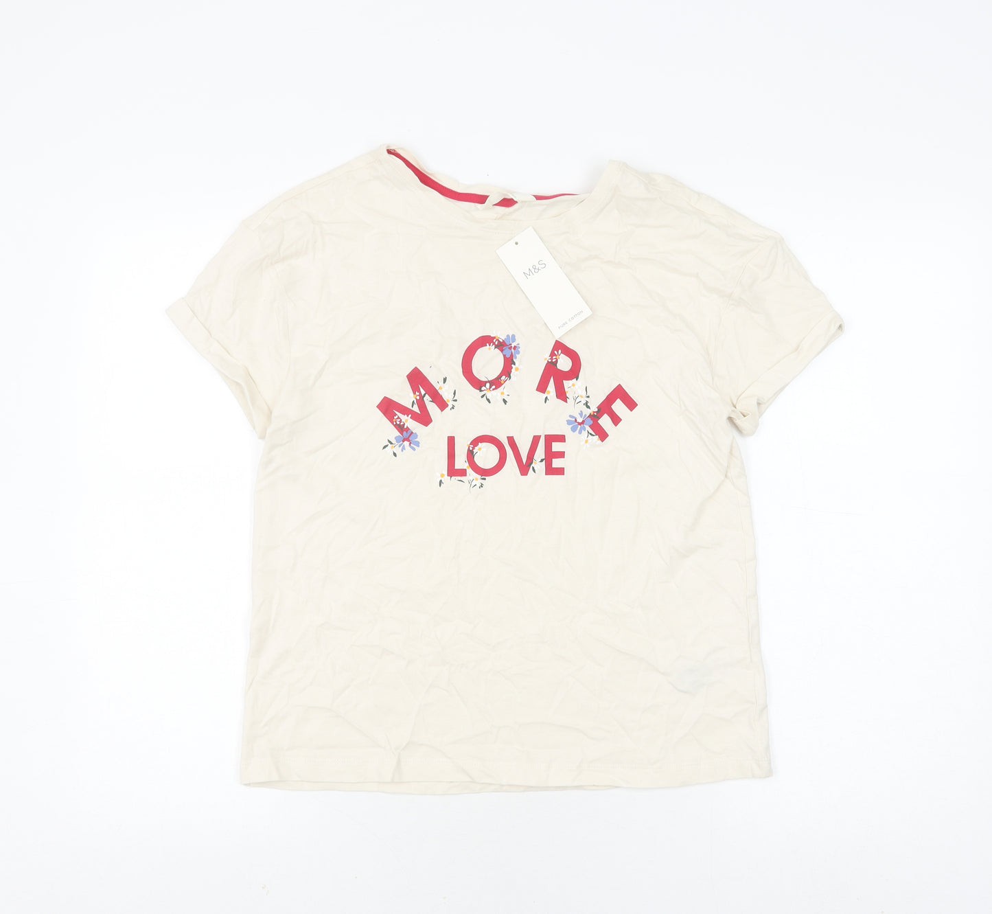 Marks and Spencer Women's Ivory T-Shirt XS