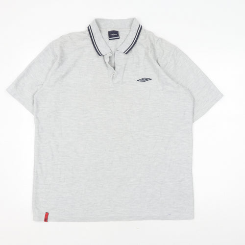 Umbro Men's Grey Polo Shirt XL Short Sleeve Casual