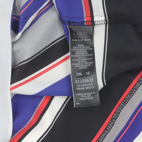 Marks and Spencer Women's Multicoloured Striped T-Shirt, Size 12