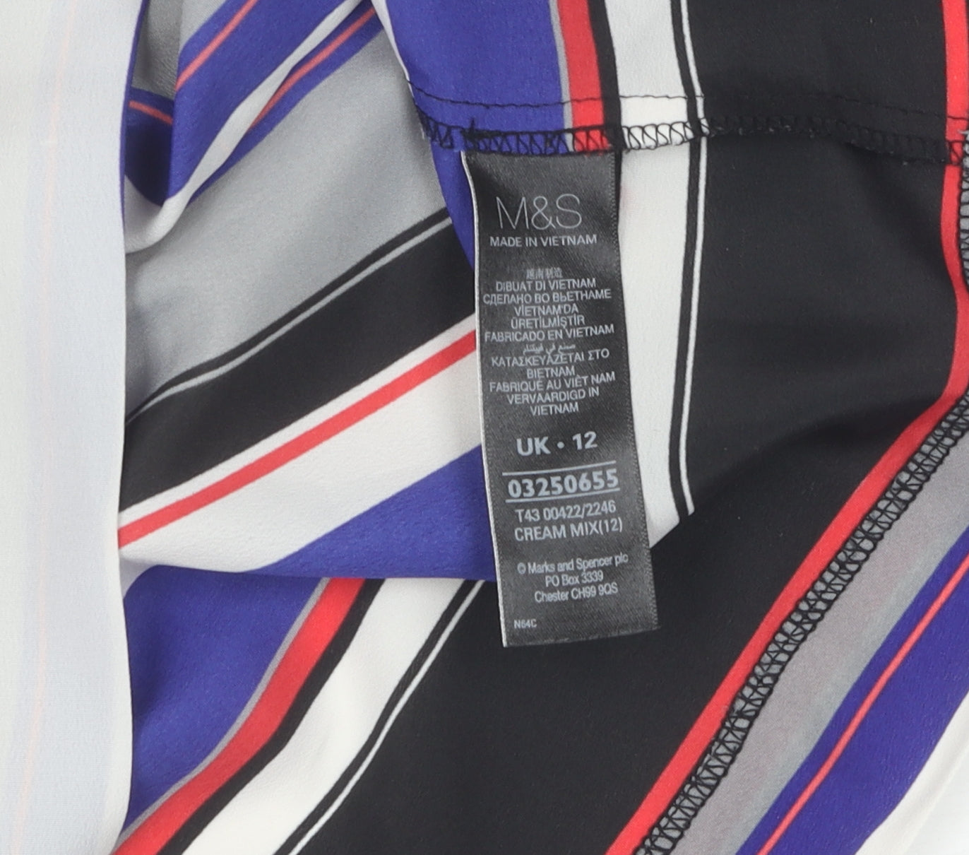 Marks and Spencer Women's Multicoloured Striped T-Shirt, Size 12