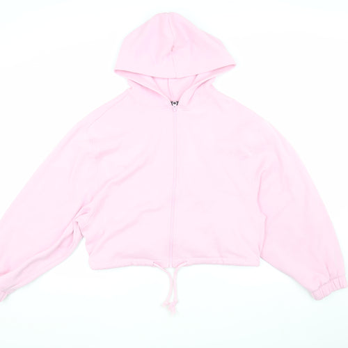 ASOS DESIGN Women's Pink Hooded Full Zip Hoodie Size 8