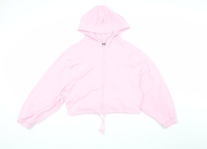 ASOS DESIGN Women's Pink Hooded Full Zip Hoodie Size 8