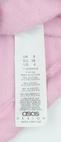 ASOS DESIGN Women's Pink Hooded Full Zip Hoodie Size 8