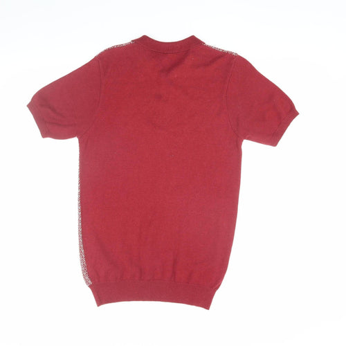 Next Men's Red Geometric Knit Polo Shirt Small