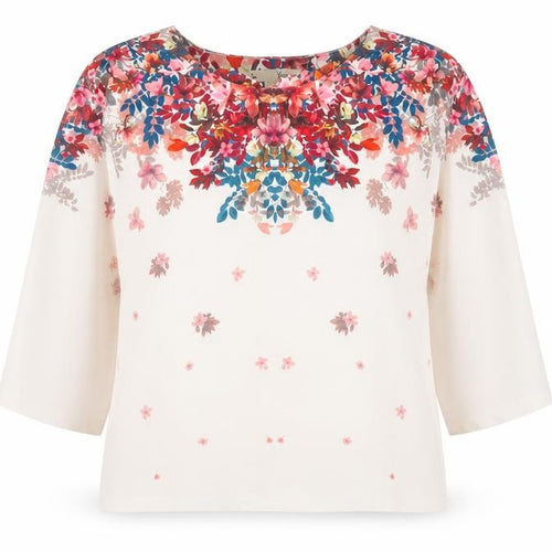 Yumi Casual Multicoloured Floral Blouse UK 14 3/4 Sleeve