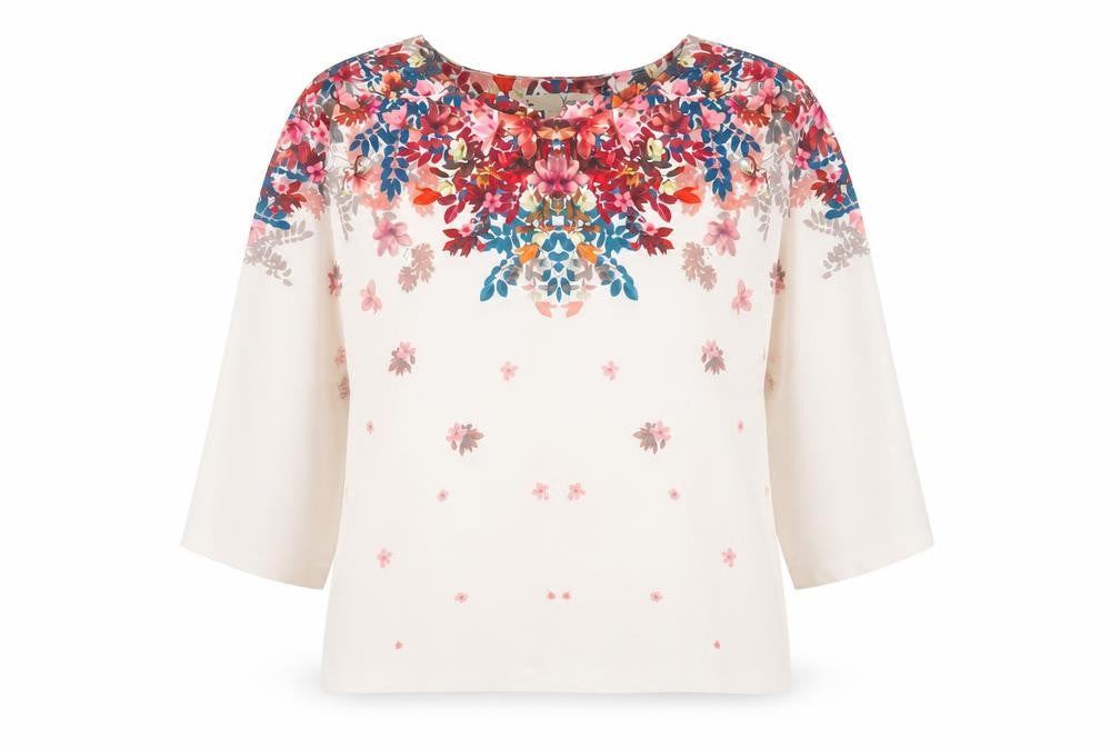 Yumi Casual Multicoloured Floral Blouse UK 14 3/4 Sleeve