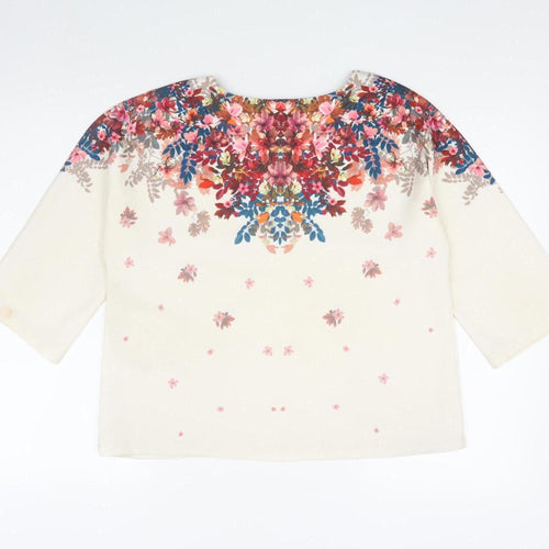 Yumi Casual Multicoloured Floral Blouse UK 14 3/4 Sleeve