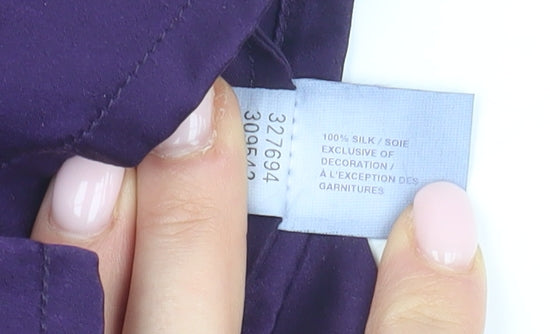 GAP Women's Purple Silk Blouse L Ruffle Sleeve