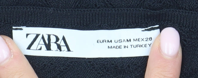 Zara Women's Black Knit Blouse - Size 10