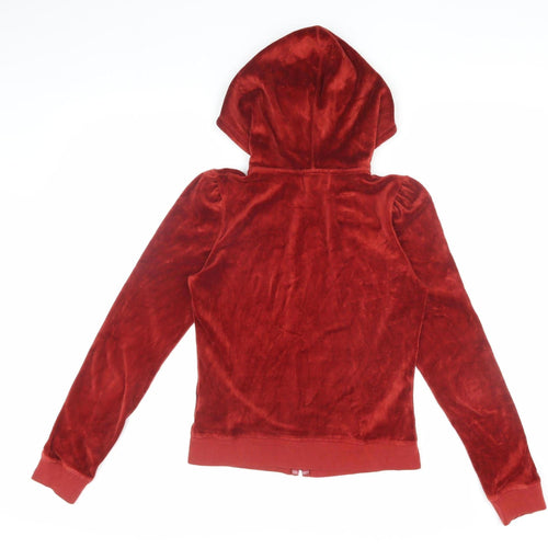 Juicy Couture Women's Red Velour Hoodie - Medium