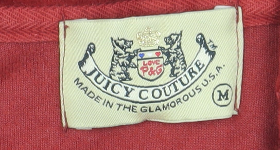 Juicy Couture Women's Red Velour Hoodie - Medium