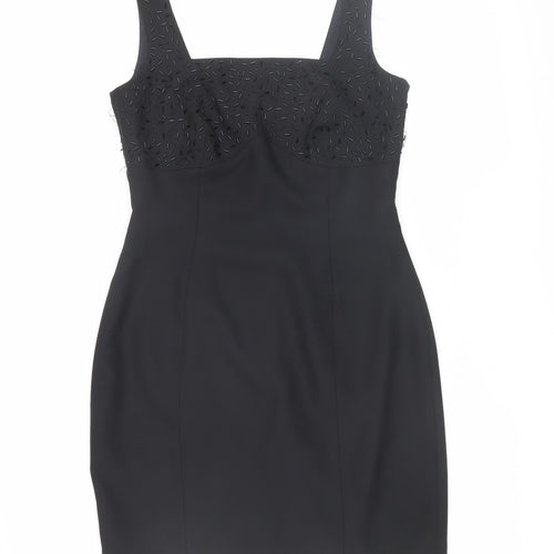 Principles Petite Black Sheath Dress, 12, Beaded, Party, Women's