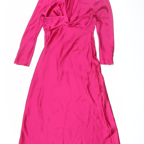 Zara Women's Pink Long Wrap Dress XS