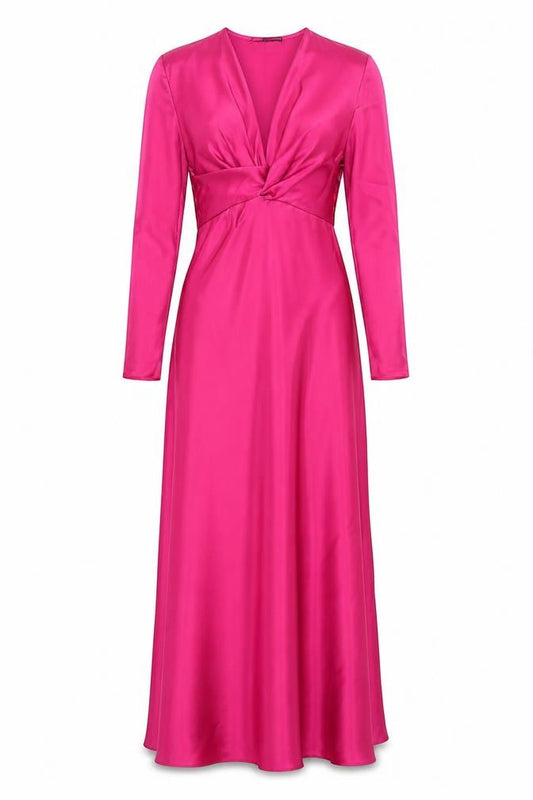 Front view of Zara Women's Pink Long Wrap Dress XS