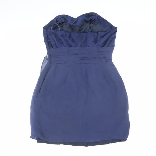 Coast Women's Blue Silk Strapless Cocktail Dress 16