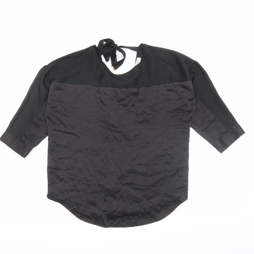 Oasis Women's Black 3/4 Sleeve Boat Neck Blouse